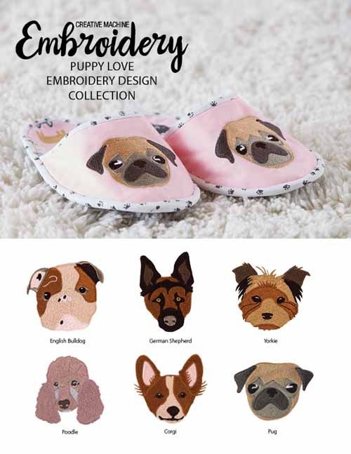 Puppy Love Collection-Machine Embroidery Designs sur cd ou USB