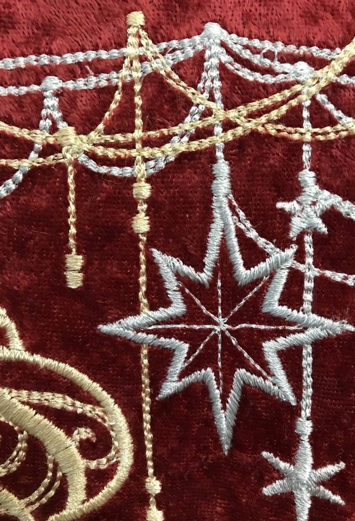 Embroidered velvet closeup