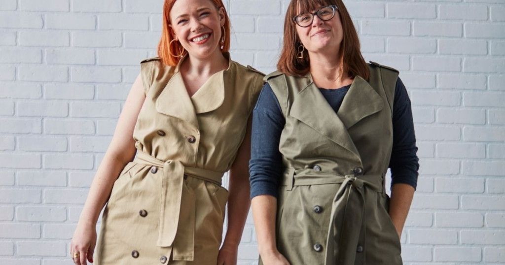 Meg and Amanda modeling their trench dresses.
