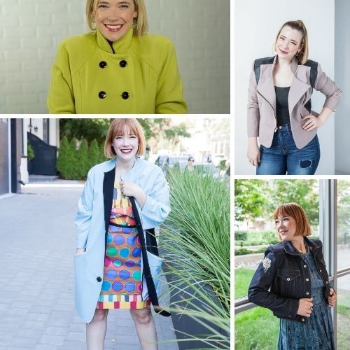 Collage of Meg's me-made coats