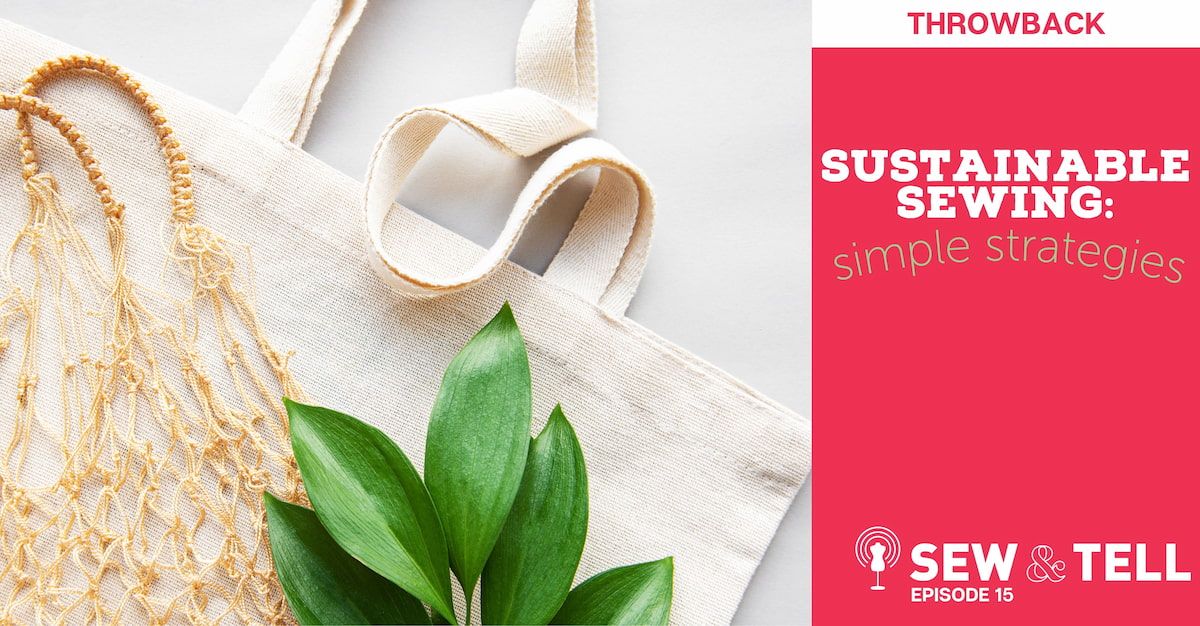Podcast throwback banner image featuring reusable sustainable bags and a green leafy plant.