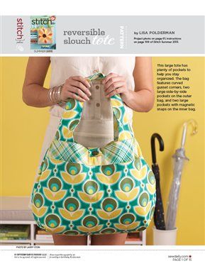 Reversible Slouch Tote Sewing Pattern Download - Sew Daily