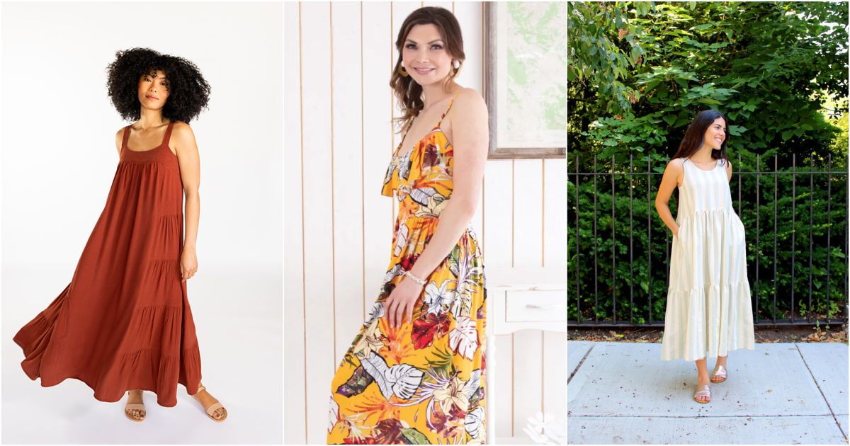 Collage of sundress patterns: Marcel, Manassa Maxi, and Verano